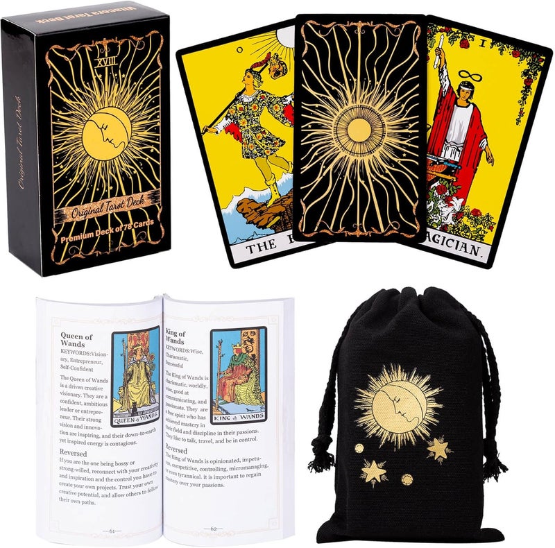Vitacera Original Tarot Cards Deck with Guidebook & Linen Tarot Bag - Smith Classic Artwork, Traditional Standard Tarot Decks, Durable Tarot Cards Set for Beginners to Advanced - Image 2